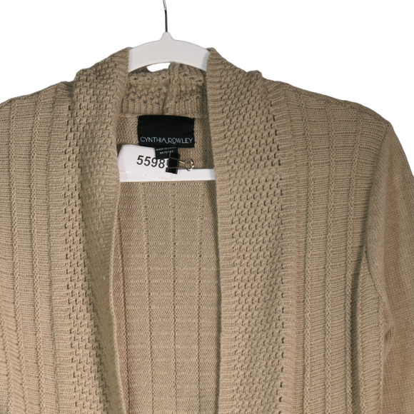 Cynthia Rowley Cardigan Sweater Womens M Brown Wool Blend Pretty Knit Long Boho - Picture 3 of 7